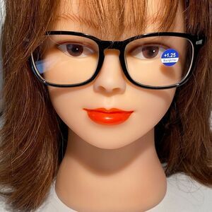 1480 Colette 1.25 Black Reading Glasses Soft Butterfly Readers NWT